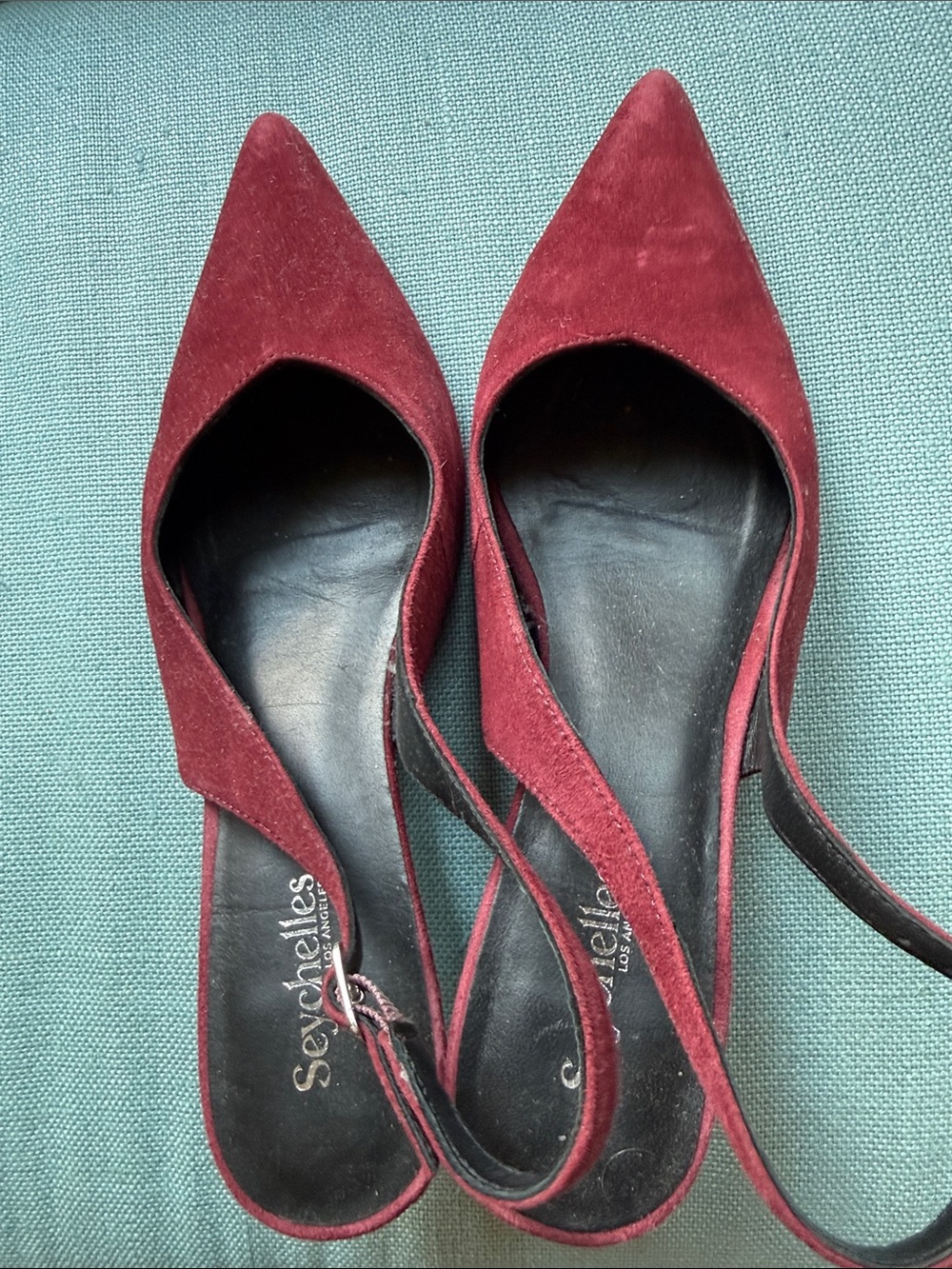 Seychelles Burgundy Suede Pointed Slingback Heels
